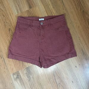 Ardene High Waist Burgundy Shorts